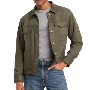 NWT Goodfellow & Co. Men's Faux Suede Trucker Jacket, Olive Green XXL